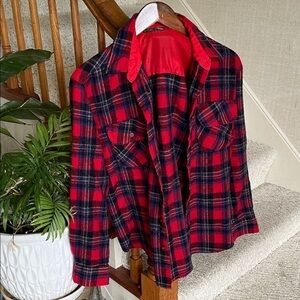 Vintage Pine Grove Red and Black Plaid Flannel Shacket